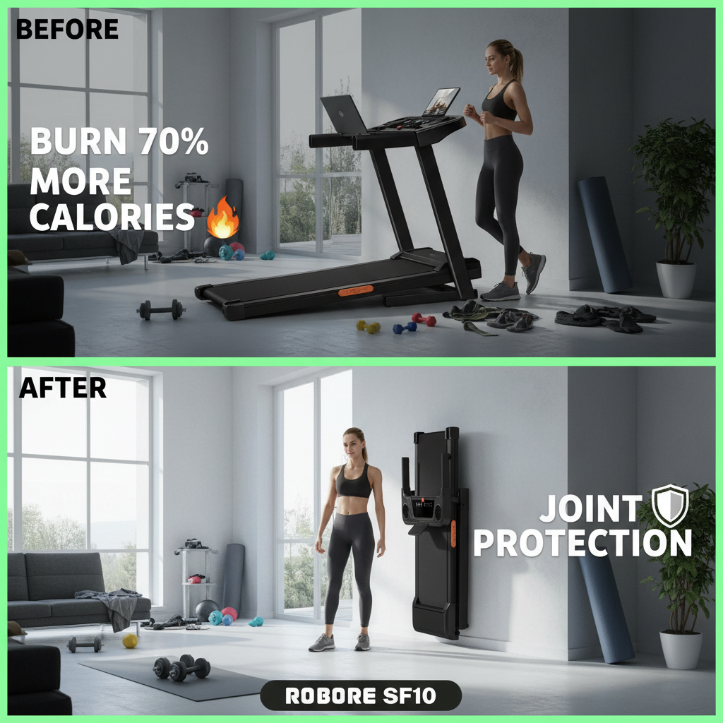 ROBORE SF10 Treadmill with 12% Incline, Maximum Load 136KG, Electric Treadmill 12KM/H, Foldable Treadmill for home with 3.0 HP